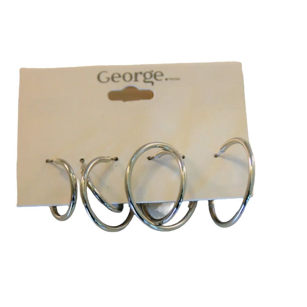 🌼🌼George silver tone hoops set of 3 NWT🌼🌼